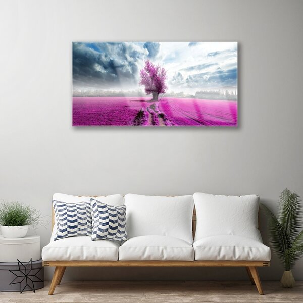 Skleneny obraz Lúka strom príroda 100x50 cm 2 Prívesky