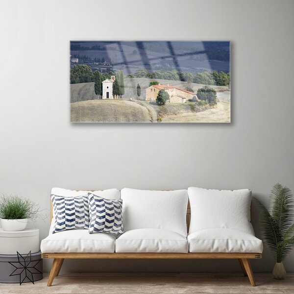 Skleneny obraz Lúka stromy príroda 100x50 cm 2 Prívesky