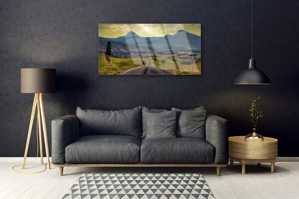 Skleneny obraz Cesta hora krajina 100x50 cm 2 Prívesky