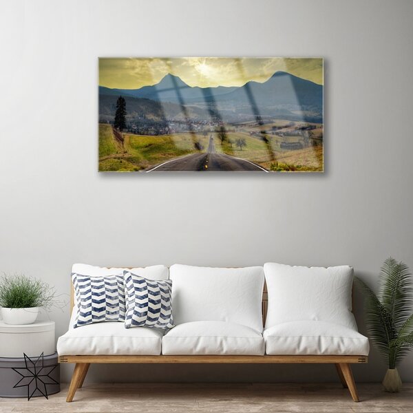 Skleneny obraz Cesta hora krajina 100x50 cm 2 Prívesky