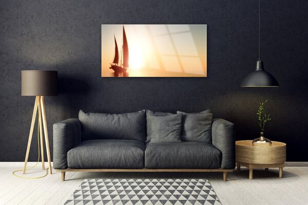 Skleneny obraz Loďka more slnko krajina 100x50 cm 2 Prívesky