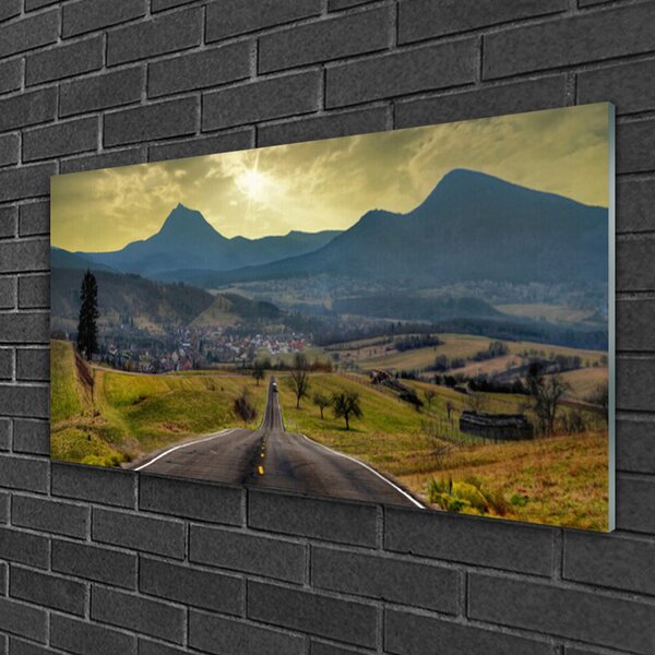 Skleneny obraz Cesta hora krajina 100x50 cm 2 Prívesky