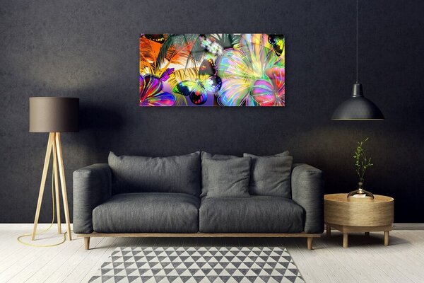 Skleneny obraz Abstrakcie motýle pierka 100x50 cm 2 Prívesky