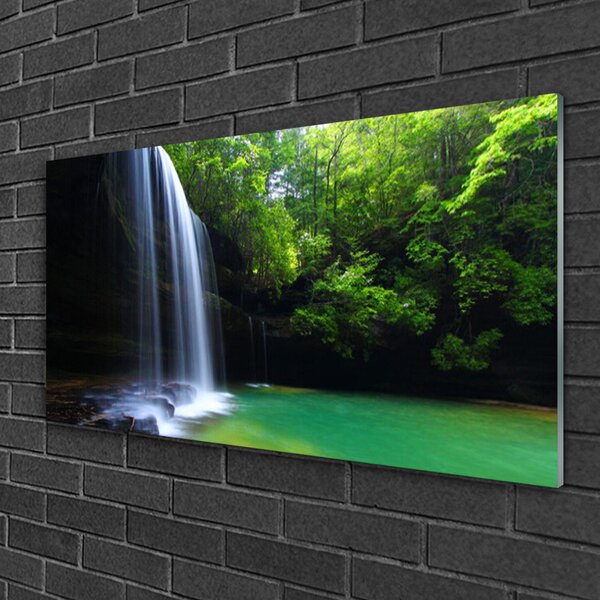 Skleneny obraz Vodopád príroda les jazero 100x50 cm 2 Prívesky