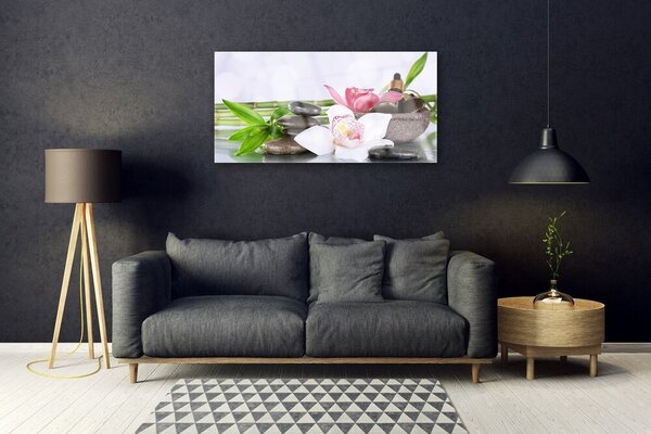 Skleneny obraz Orchidea kamene bambus 100x50 cm 2 Prívesky