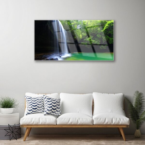 Skleneny obraz Vodopád príroda les jazero 100x50 cm 2 Prívesky