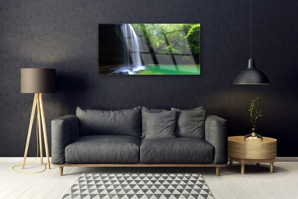 Skleneny obraz Vodopád príroda les jazero 100x50 cm 2 Prívesky
