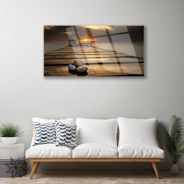 Skleneny obraz More mólo západ slnka 100x50 cm 2 Prívesky