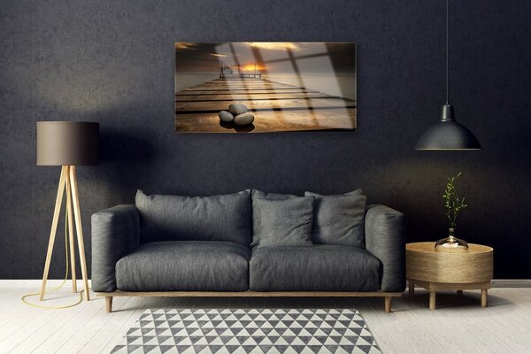 Skleneny obraz More mólo západ slnka 100x50 cm 2 Prívesky