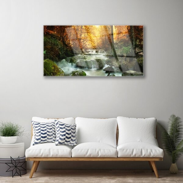 Skleneny obraz Vodopád príroda les jeseň 100x50 cm 2 Prívesky