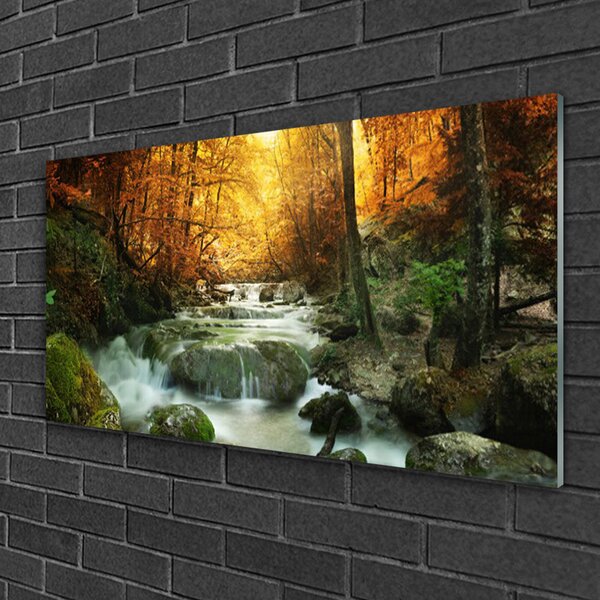 Skleneny obraz Vodopád príroda les jeseň 100x50 cm 2 Prívesky