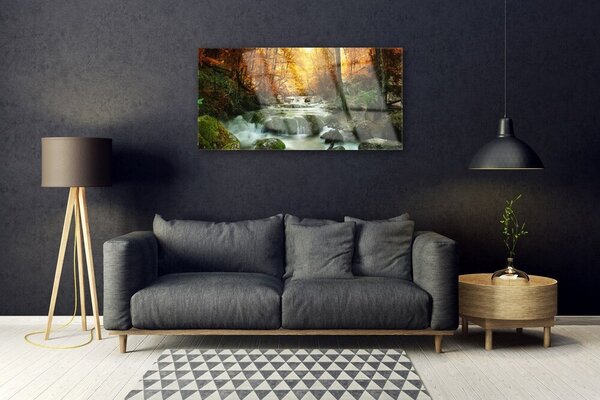 Skleneny obraz Vodopád príroda les jeseň 100x50 cm 2 Prívesky