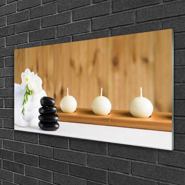 Skleneny obraz Sviece kamene zen kúpele 100x50 cm 2 Prívesky