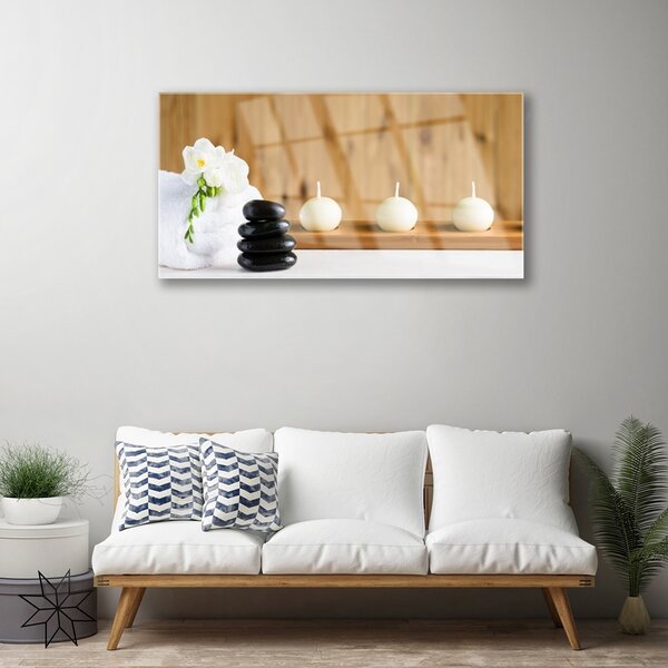 Skleneny obraz Sviece kamene zen kúpele 100x50 cm 2 Prívesky