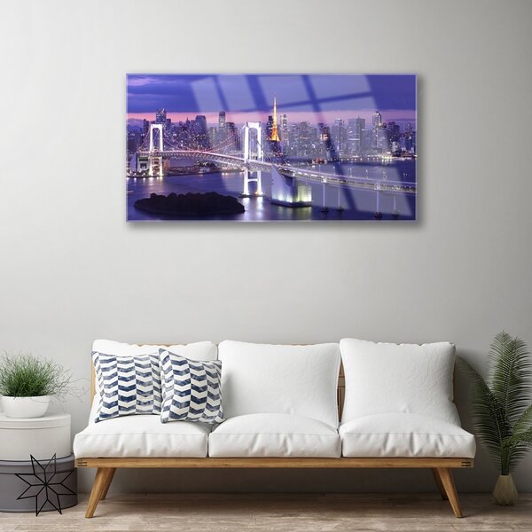 Skleneny obraz Most mesto architektúra 100x50 cm 2 Prívesky