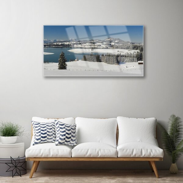 Skleneny obraz Jazero sneh príroda hory 100x50 cm 2 Prívesky