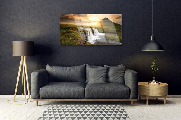 Skleneny obraz Hory vodopád príroda 100x50 cm 2 Prívesky