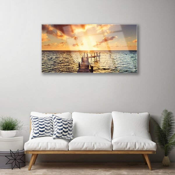 Skleneny obraz Most more západ výhľad 100x50 cm 2 Prívesky
