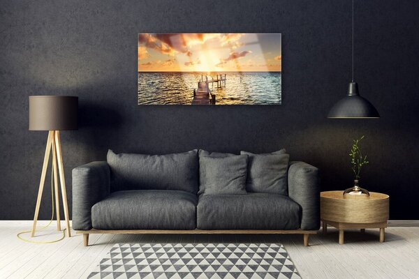 Skleneny obraz Most more západ výhľad 100x50 cm 2 Prívesky