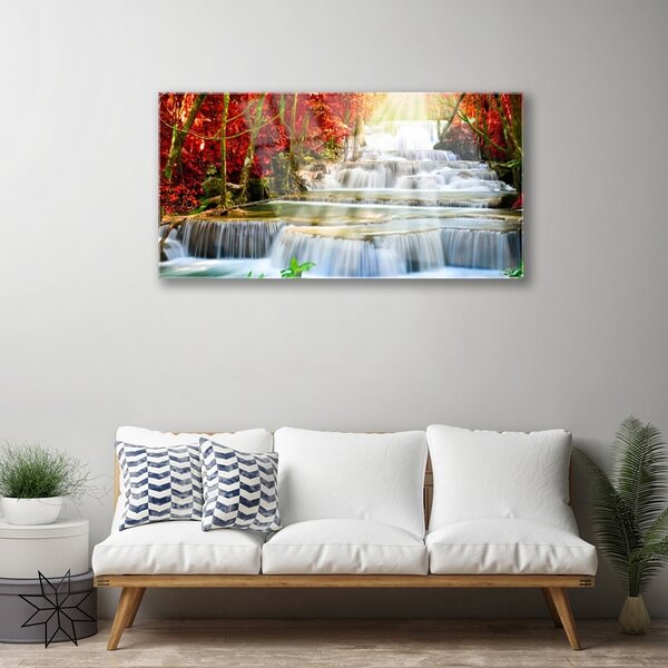 Skleneny obraz Vodopád príroda les 100x50 cm 2 Prívesky