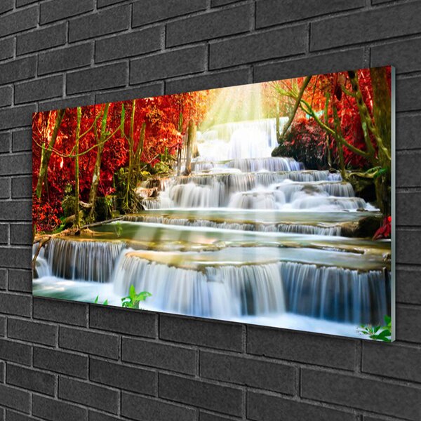 Skleneny obraz Vodopád príroda les 100x50 cm 2 Prívesky