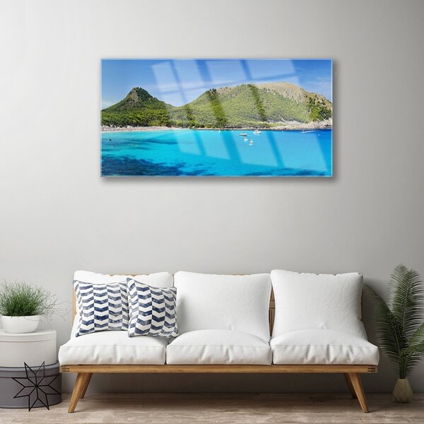 Skleneny obraz Hory more príroda 100x50 cm 2 Prívesky