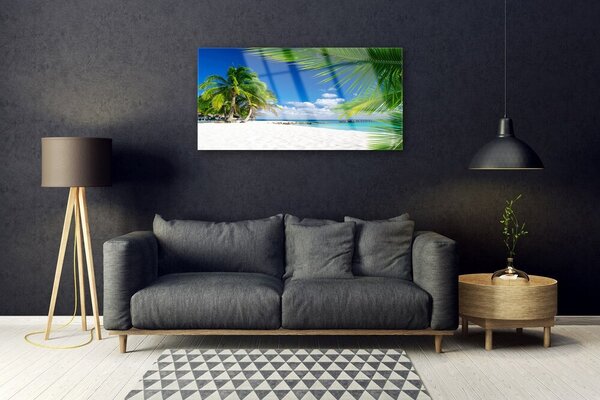 Skleneny obraz Tropická pláž more výhľad 100x50 cm 2 Prívesky