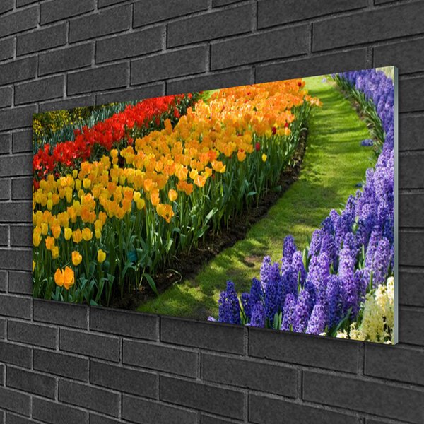 Skleneny obraz Kvety záhrada tulipány 100x50 cm 2 Prívesky