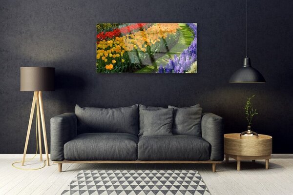 Skleneny obraz Kvety záhrada tulipány 100x50 cm 2 Prívesky