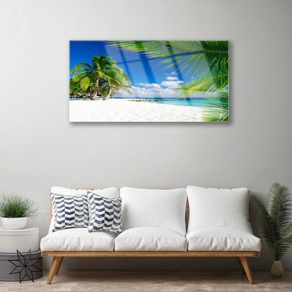 Skleneny obraz Tropická pláž more výhľad 100x50 cm 2 Prívesky