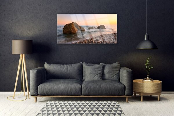 Skleneny obraz Pobrežie more vlny skaly 100x50 cm 2 Prívesky