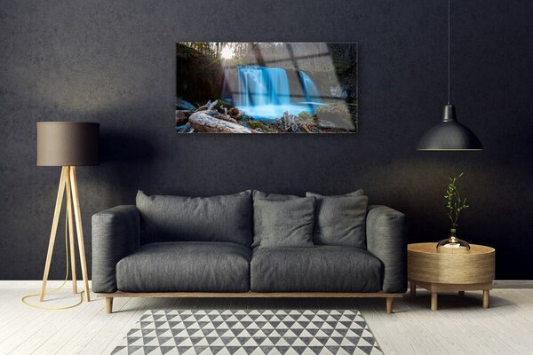 Skleneny obraz Slnko vodopád príroda 100x50 cm 2 Prívesky