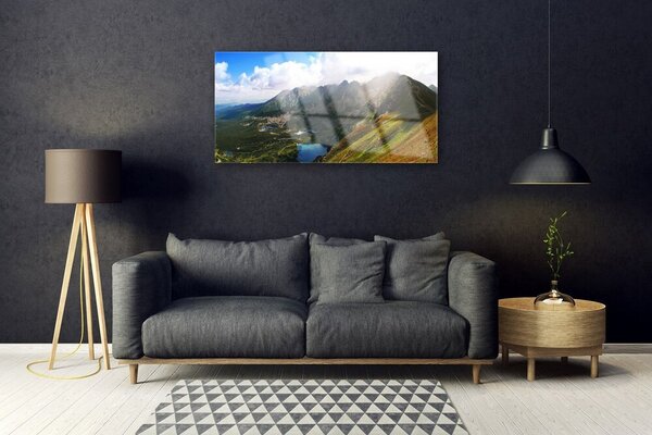 Skleneny obraz Hory lúka príroda 100x50 cm 2 Prívesky