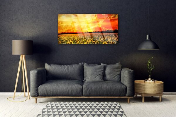 Skleneny obraz Lúka slnečnica kvety 100x50 cm 4 Prívesky