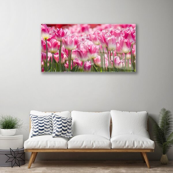 Skleneny obraz Tulipány kvety príroda 100x50 cm 2 Prívesky