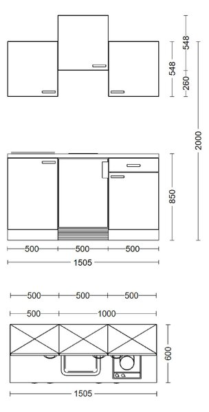 MINIKUCHYŇA AVILA 150,5 150,5 cm FlexWell - Online Only kuchyne, Online Only