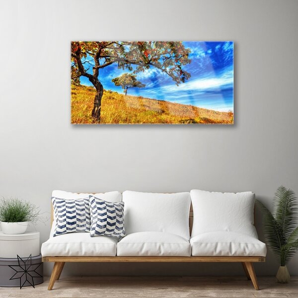 Skleneny obraz Lúka strom príroda 100x50 cm 2 Prívesky