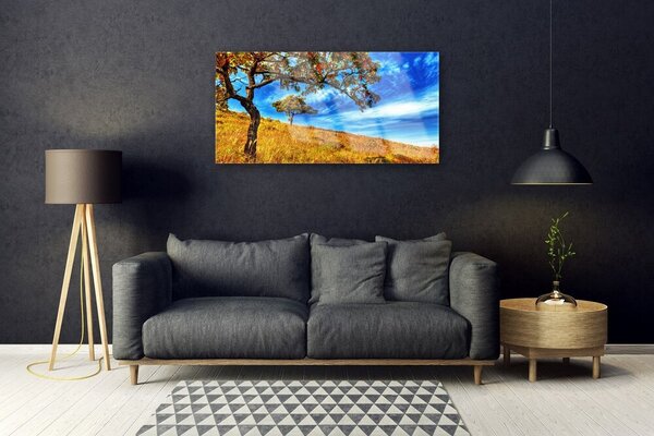 Skleneny obraz Lúka strom príroda 100x50 cm 2 Prívesky