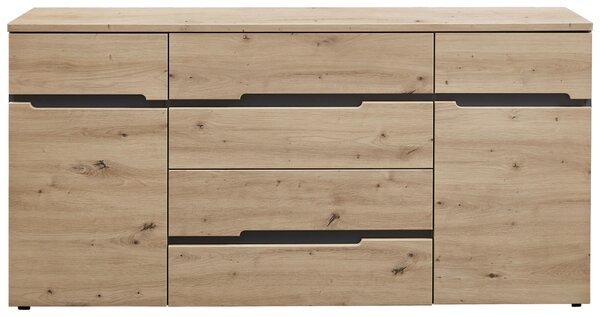ŠIROKÁ KOMODA, grafitová, dub artisan, 165/82/44 cm Carryhome - Komody