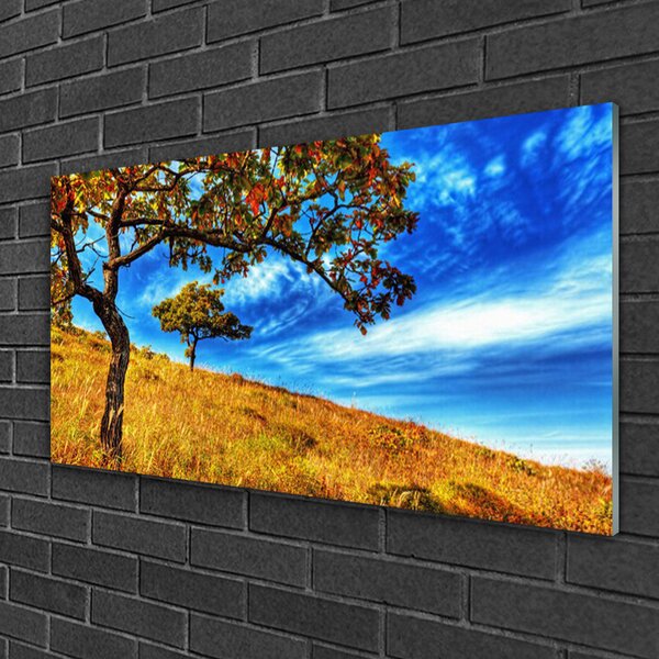 Skleneny obraz Lúka strom príroda 100x50 cm 2 Prívesky