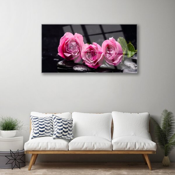 Skleneny obraz Ruže kamene zen kúpele príroda 100x50 cm 4 Prívesky
