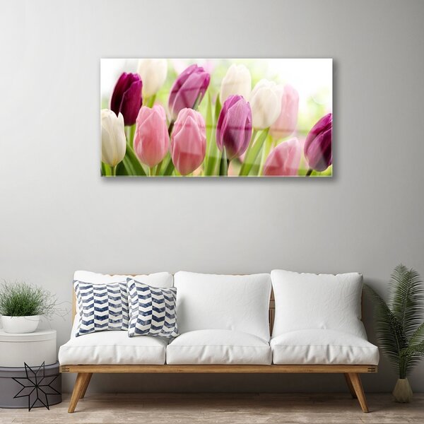 Skleneny obraz Tulipány kvety príroda lúka 100x50 cm 2 Prívesky