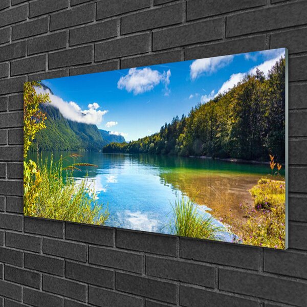Skleneny obraz Hory les príroda jazero 100x50 cm 2 Prívesky