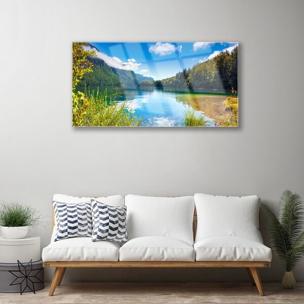 Skleneny obraz Hory les príroda jazero 100x50 cm 2 Prívesky