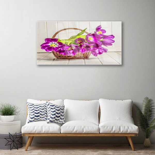 Skleneny obraz Kvety v košíku 100x50 cm 2 Prívesky