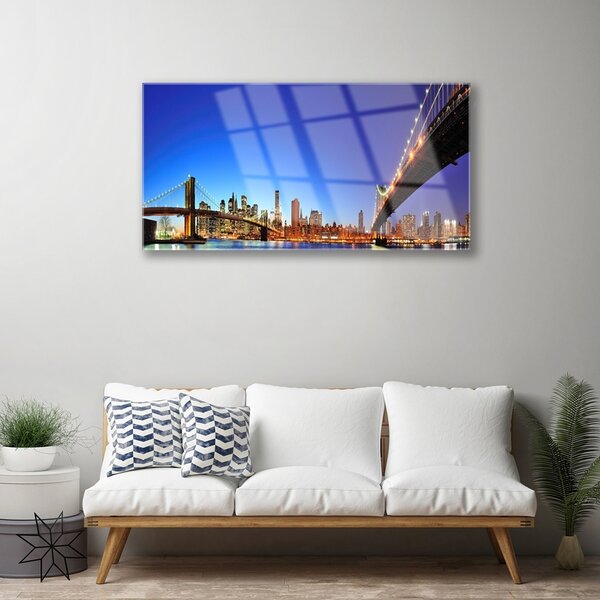 Skleneny obraz Most mesto architektúra 100x50 cm 2 Prívesky