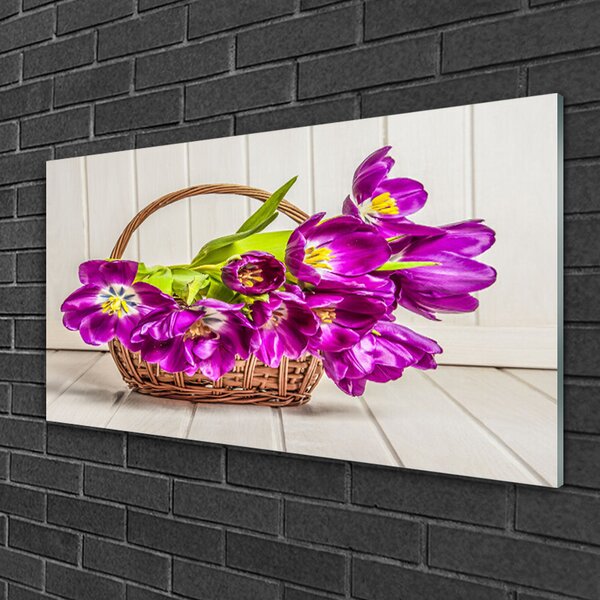 Skleneny obraz Kvety v košíku 100x50 cm 2 Prívesky