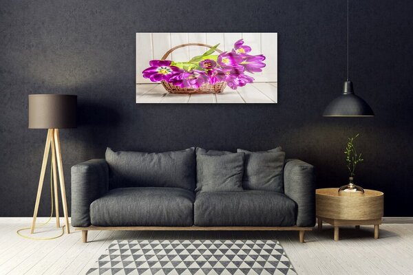 Skleneny obraz Kvety v košíku 100x50 cm 2 Prívesky