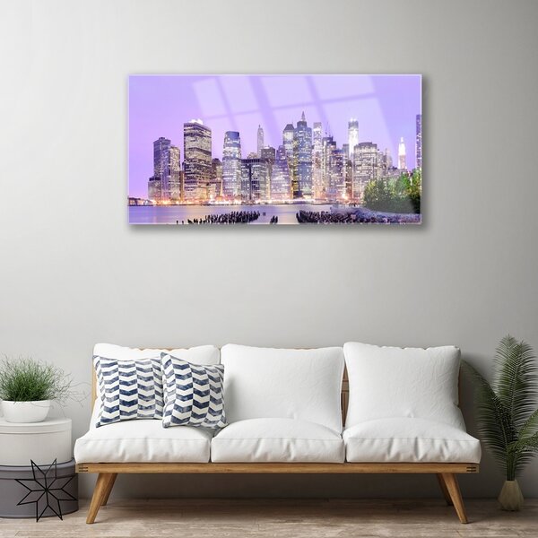 Skleneny obraz Mesto domy 100x50 cm 2 Prívesky
