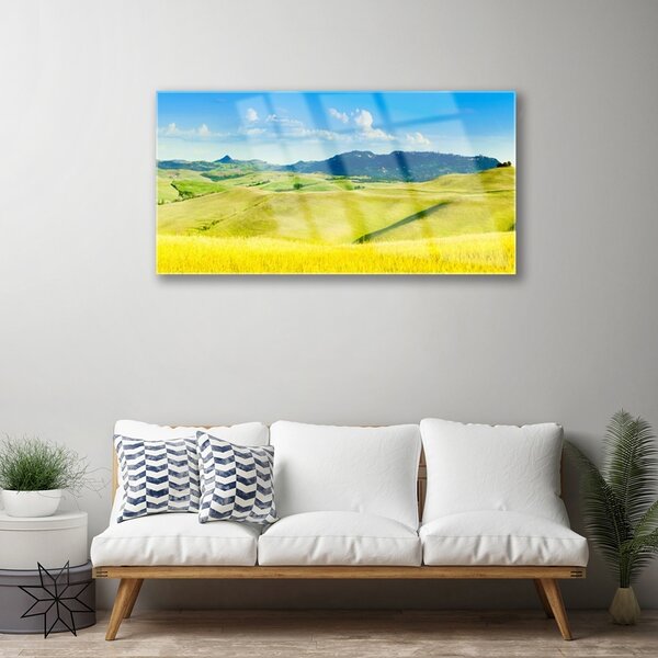 Skleneny obraz Dedina hory príroda 100x50 cm 2 Prívesky